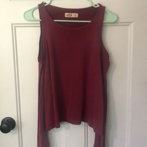Maroon cold shoulder top